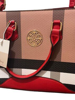 Le Bag Multi-Color Plaid Crossbody Satchel – Red/Taupe/Black - NWT